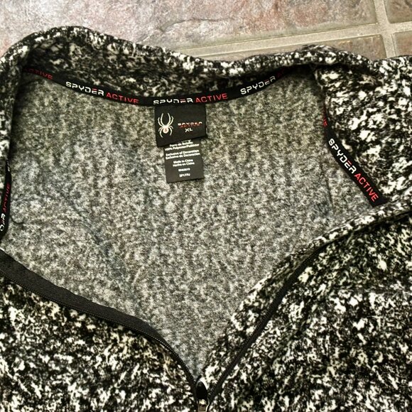Spyder Active Pullover Womens XL Black White 1/4 Zip Fleece Sweater Athletic - Picture 5 of 7